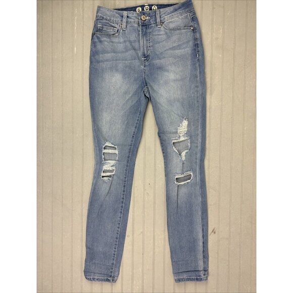 Rewash Size 5 27 Womens Jeans Mid Rise Skinny Distress Stretch Light Wash - Picture 1 of 5